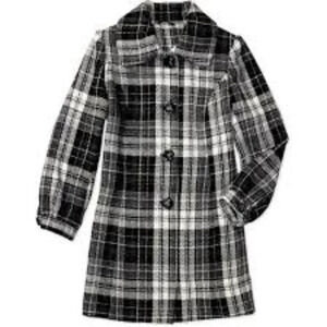 George Wool Blend‎ Long Black and White Checkered Coat "shacket" Size Medium
